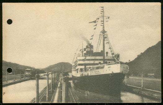 Postcard - S.S. Virginia, Panama Pacific Line, Passing Through Panama Canal