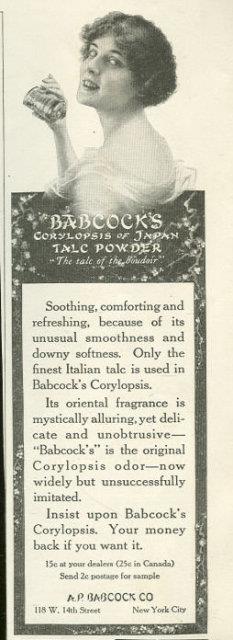 Image for 1916 LADIES HOME JOURNAL BABCOCK'S CORYLOPSIS OF JAPAN TALC POWDER MAGAZINE ADVERTISEMENT