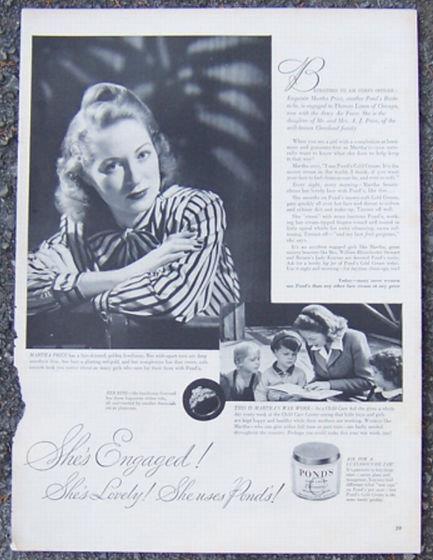 Advertisement - 1944 World War Ii Pond's Cold Cream Magazine Advertisement