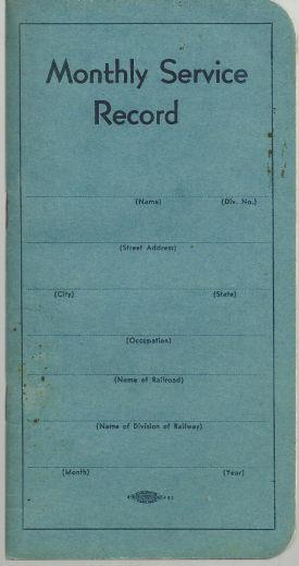 Image for MONTHLY SERVICE RECORD TRAIN BOOK