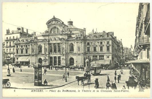 Postcard - Angers, France, Place Du Roulement le Theatre Et la Chaussee Saint Pierre