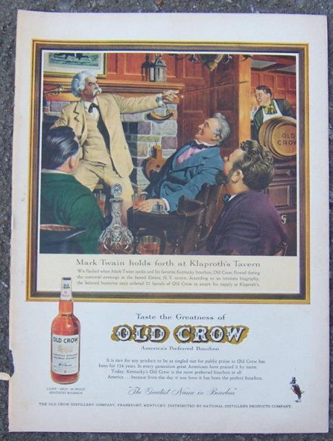 Advertisement - 1955 Mark Twain Old Crow Life Magazine Advertisement