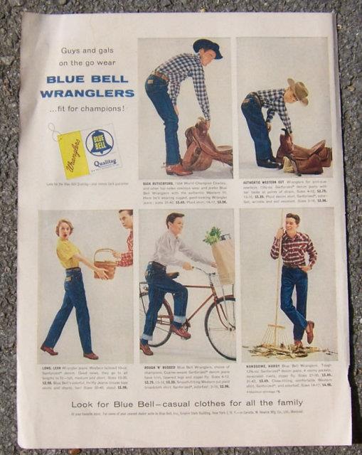 Advertisement - 1955 Blue Bell Wranglers Jeans Life Magazine Advertisement