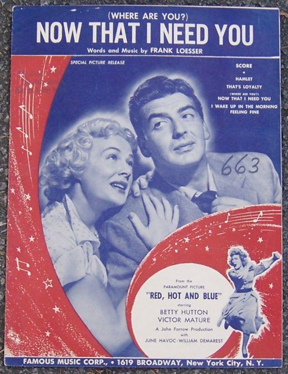 Sheet Music - Where Are You Now That I Need You