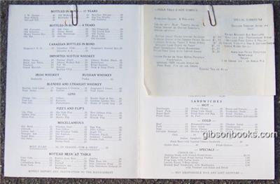 Vintage Menu From The Jug Restaurant, Hotel Lincoln, Belleville ...