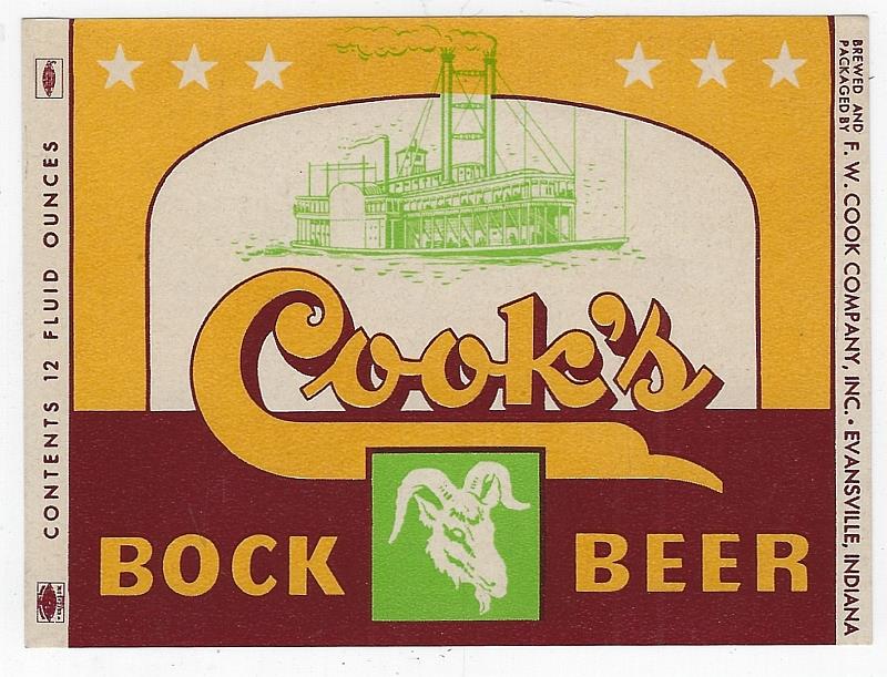 Image for COOK'S BOCK BEER LABEL 12 FLUID OUNCES, EVANSVILLE, INDIANA