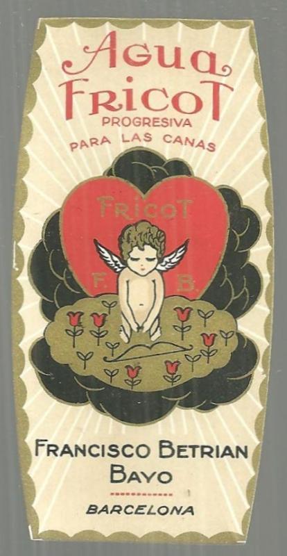Advertisement - Vintage Label for Agua Fricot Perfume, Barcelona, Spain