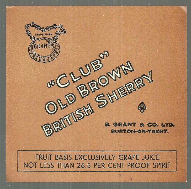 Advertisement - Vintage Label for Club Old Brown Sherry
