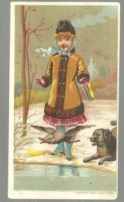 Advertisement - Victorian Trade Card with Lovely Girl Going Ice Skating