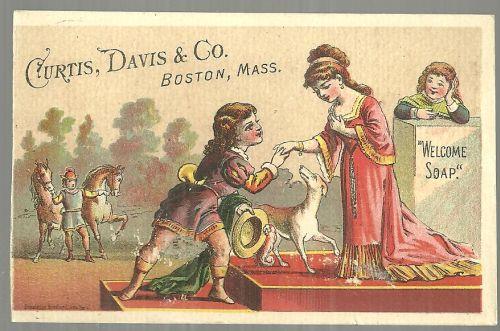 Advertisement - Victorian Trade Card for Welcome Soap with Courting Couple