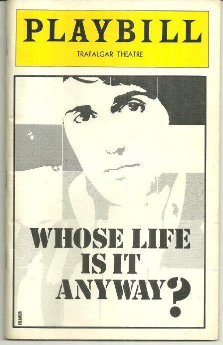 Playbill - Whose Life Is It Anyway, Trafalgar Theatre, April 17, 1979
