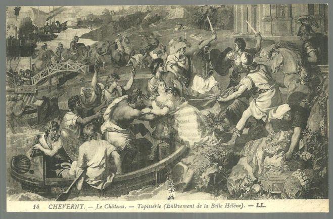 Postcard - Postcard of Cheverny, le Chateau, Tapisserie, Enlevement de la Belle Helene