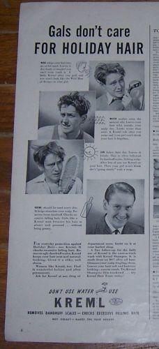 Image for 1941 KREML HOLIDAY HAIR MAGAZINE ADVERTISMENT