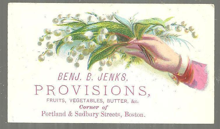 Advertisement - Victorian Trade Card for Benj. B. Jenks Provisions, Boston