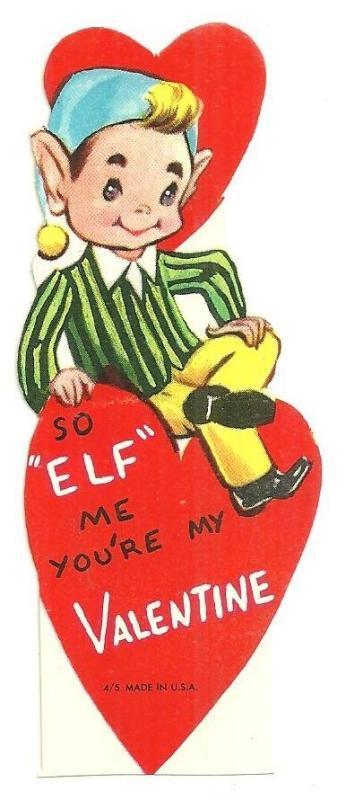 Valentine - Vintage Valentine Card with Elf