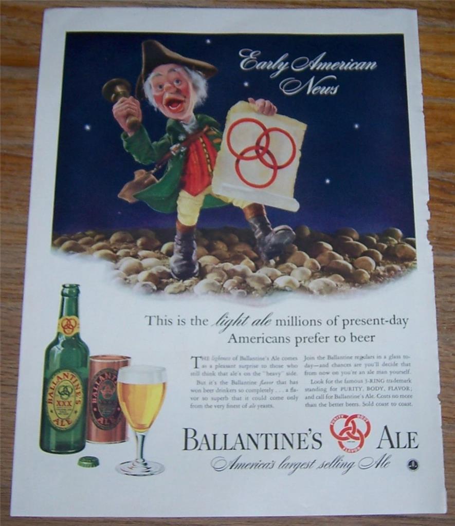 Advertisement - 1947 Ballantine's Ale Life Magazine Color Advertisement
