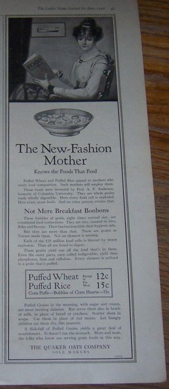 Advertisement - 1916 Ladies Home Journal the New Fashion Mother Quaker Oats Magazine Advertisement
