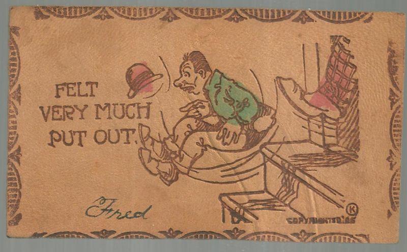 Postcard - Leather Postcard with Man Getting the Boot