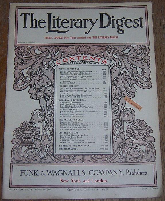Image for LITERARY DIGEST MAGAZINE OCTOBER 24, 1908