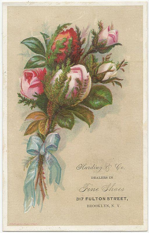 Advertisement - Victorian Trade Card for Harding & Co. , Fine Shoes with Roses