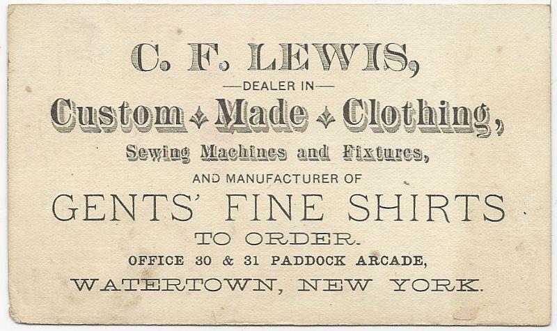 Advertisement - Victorian Trade Card for C.F. Lewis Clothing