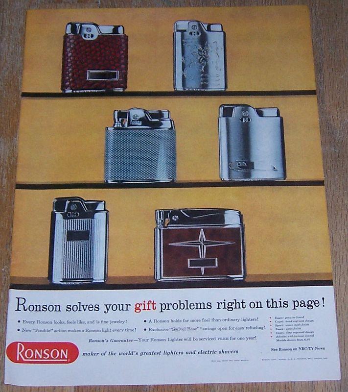 Advertisement - 1957 Ronson Lighters Life Magazine Color Christmas Advertisement