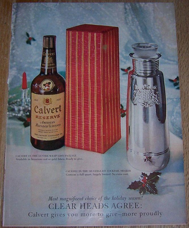 Advertisement - 1957 Calvert Whiskey Life Magazine Color Christmas Advertisement