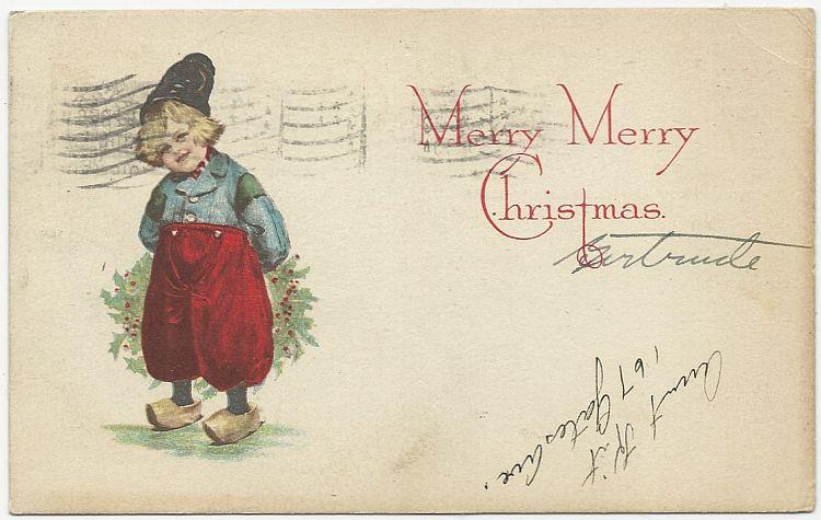 Postcard - Merry Christmas Postcard with Dutch Boy
