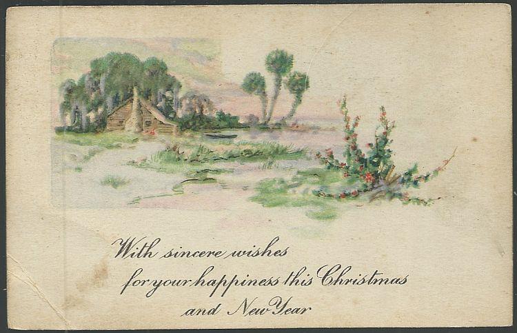 Postcard - Christmas and New Year Postcard with Landscape
