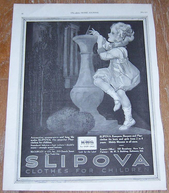 Image for 1921 LADIES HOME JOURNAL ADVERTISEMENT FOR SLIPOVA CLOTHES FOR CHILDREN
