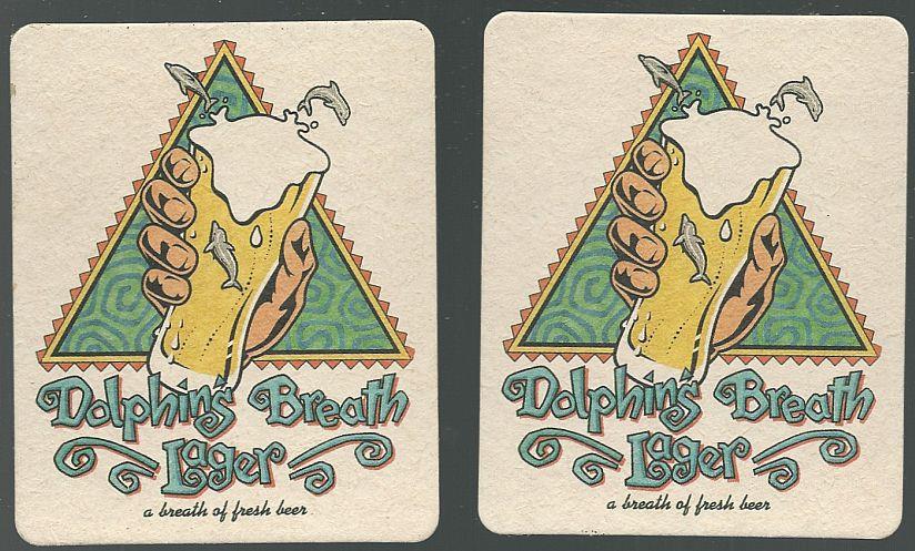 Advertisement - Set of Two Dolphin's Breath Lager Beer Mats/Coasters