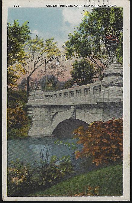 Postcard - Cement Bridge, Garfield Park, Chicago, Illinois