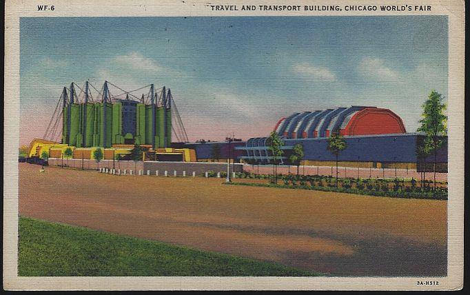 Postcard - Travel and Transport Buildings, a Century of Progress, International Exposition 1933, Chicago, Illinois