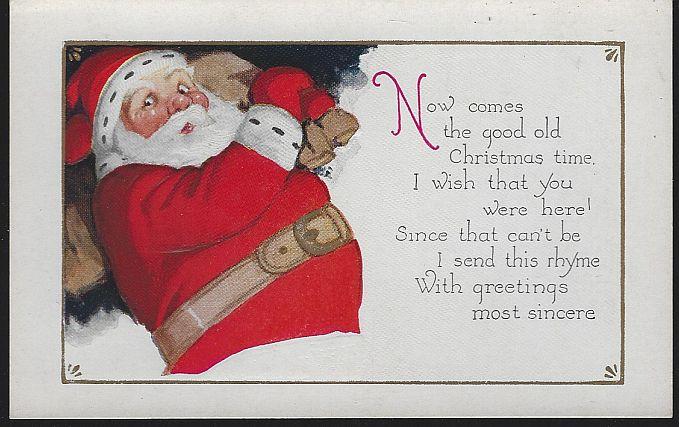 Postcard - Christmas Postcard with Santa Claus with Toy Bag