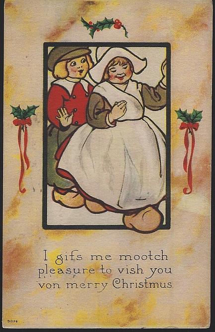 Postcard - Merry Christmas Postcard with Dutch Couple