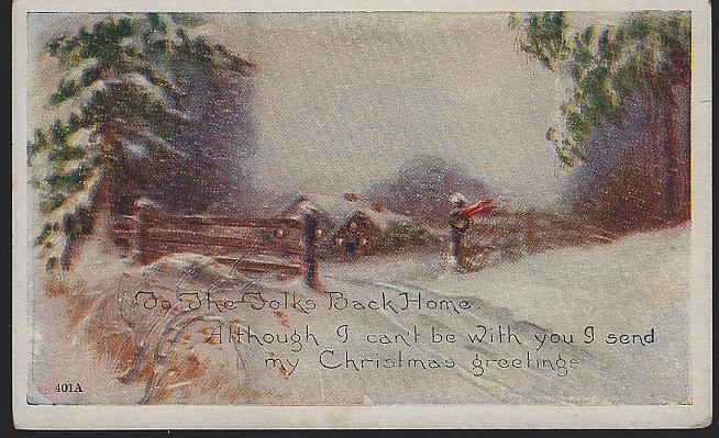 Postcard - Christmas Greeting Postcard with Snowy Landscape