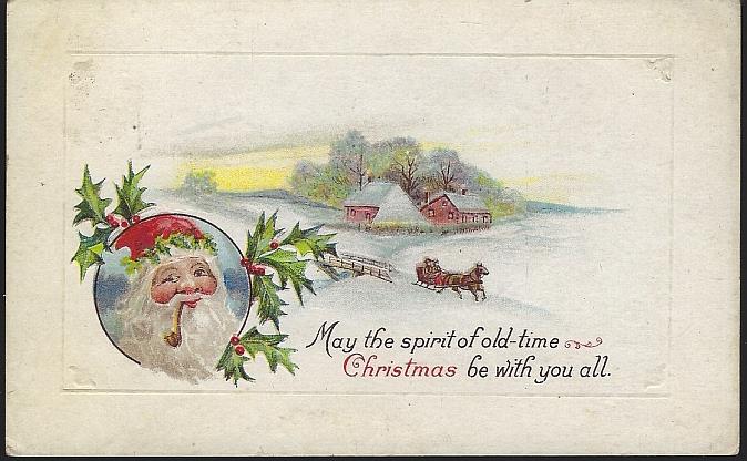 Postcard - Christmas Postcard with Santa Claus and Snowy Landscape