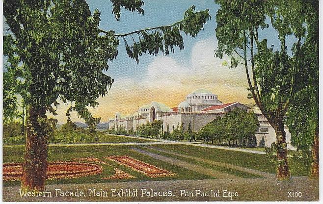 Postcard - Western Facade, Main Exhibit, Panama-Pacific International Exposition, San Francisco, California