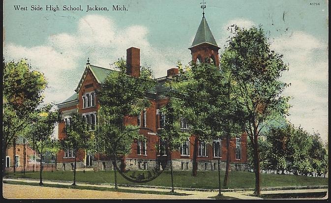 Postcard - West Side High School, Jackson, Michigan