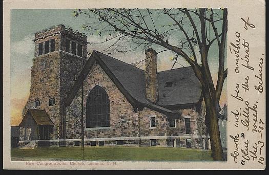 Image for UNDIVIDED POSTCARD OF NEW CONGREGATIONAL CHURCH, LACONIA, NEW HAMPSHIRE