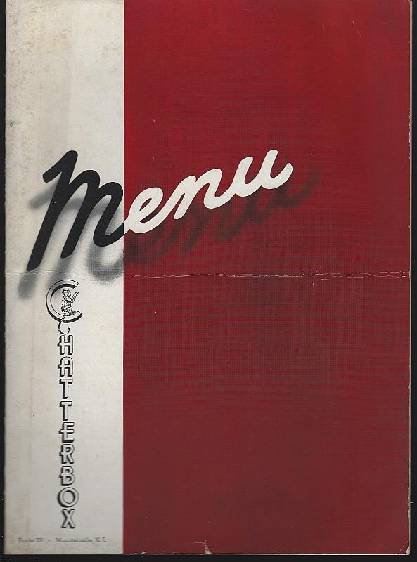 Image for VINTAGE MENU FOR CHATTERBOX RESTAURANT, MOUNTAINSIDE, NEW JERSEY