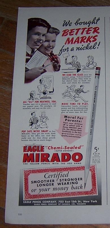 Advertisement - 1942 Eagle Mirado Pencil Magazine Advertisement