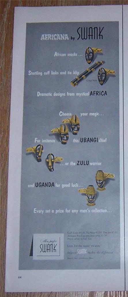 Image for 1954 AFRICANA SWANK SET MAGAZINE ADVERTISEMENT