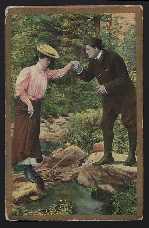 Postcard - Postcard of Hiking Couple, Always Look Before You Leap