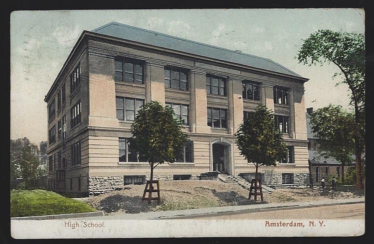 Postcard - High School, Amsterdam, New York