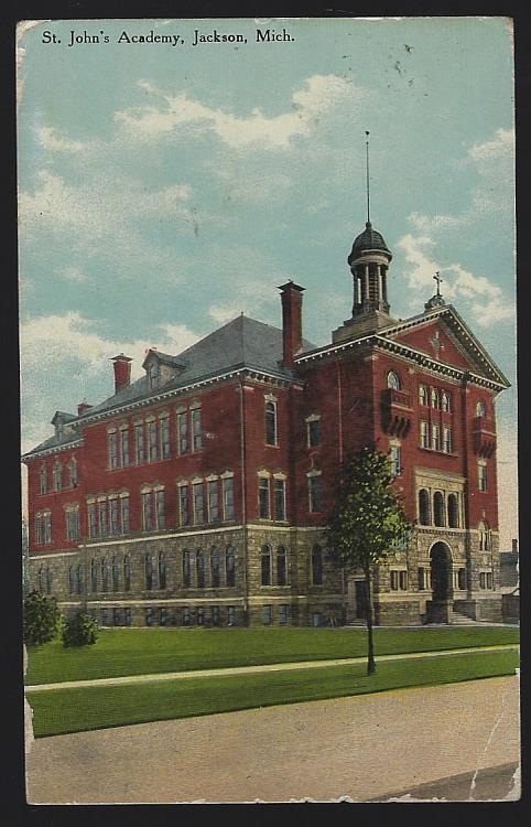 Postcard - St. John's Academy, Jackson, Michigan
