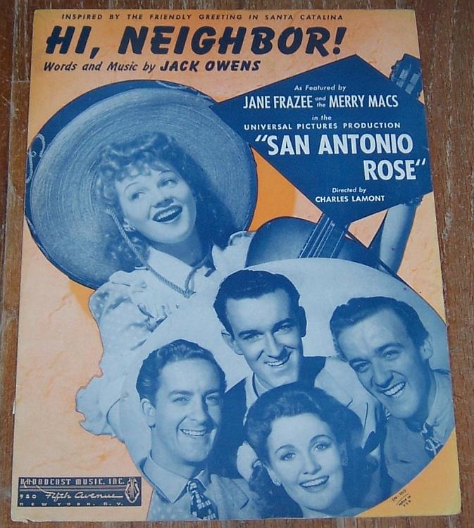 Sheet Music - Hi, Neighbor