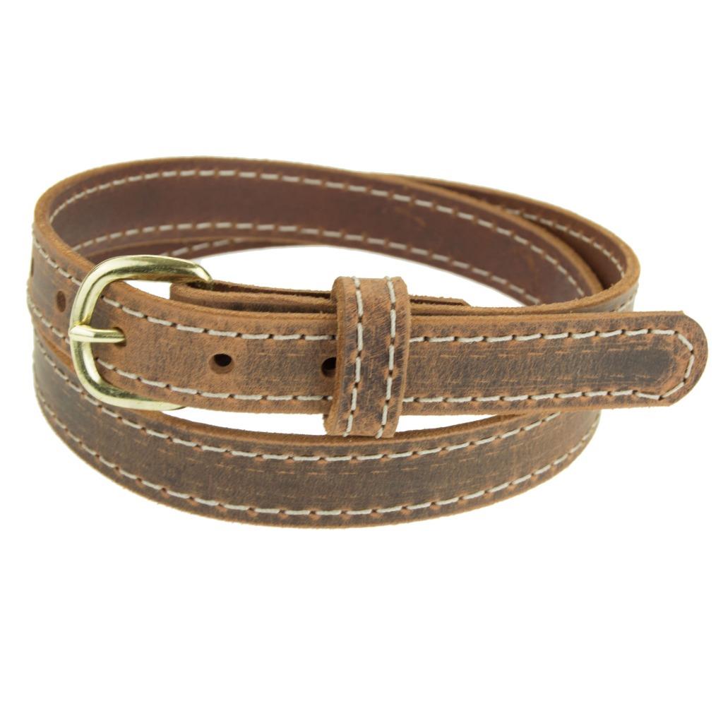 Women's Buffalo Leather Belt for Jeans_1" wide_Brass Buckle_Amish Handmade_141