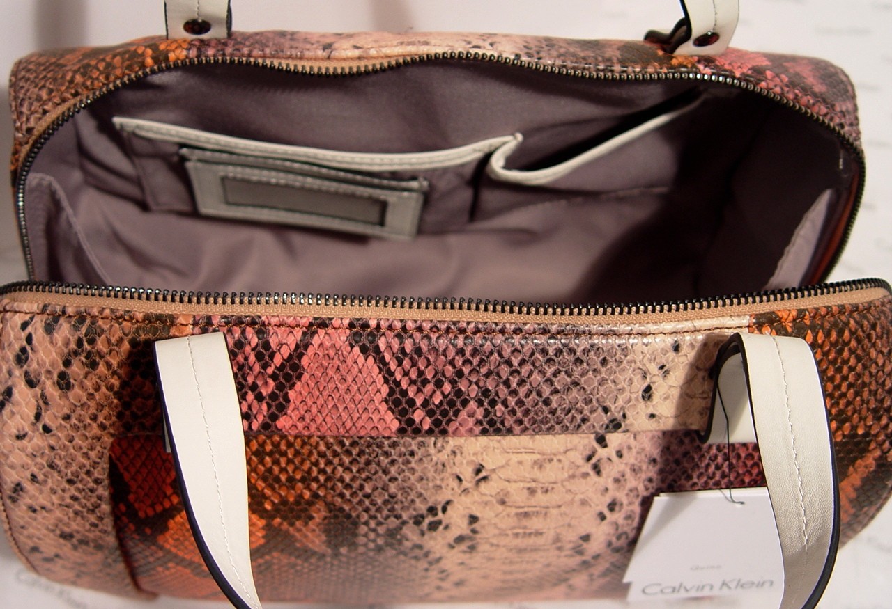 new calvin klein ck snake skin box satchel bag handbag purse