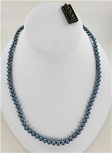 【HYERES LOR】23SS★ Noailles Silver Pearl Bead Necklace NEW Honora 5.5mm Steel Blue Pearl Necklace Sterling Silver